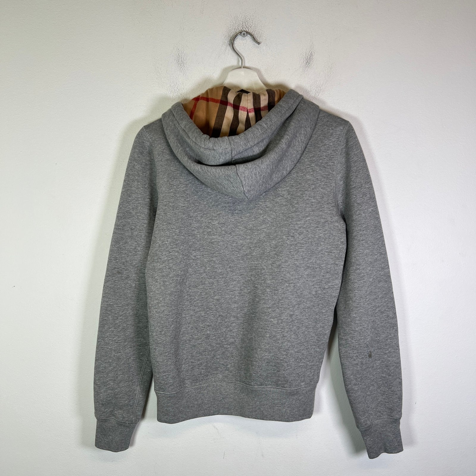 Burberry Grey Nova Check Fleece Zip-Up Hoodie
