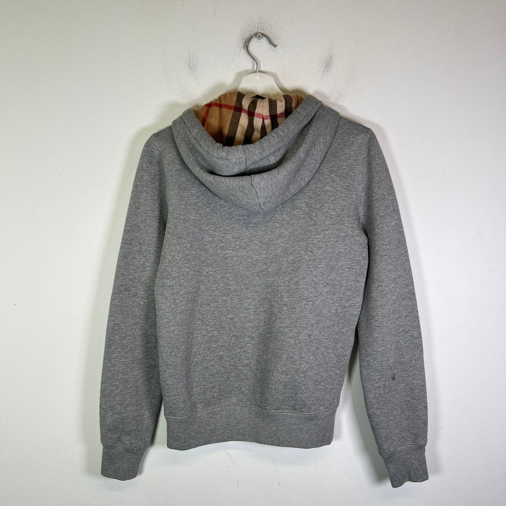 Burberry Grey Nova Check Fleece Zip-Up Hoodie