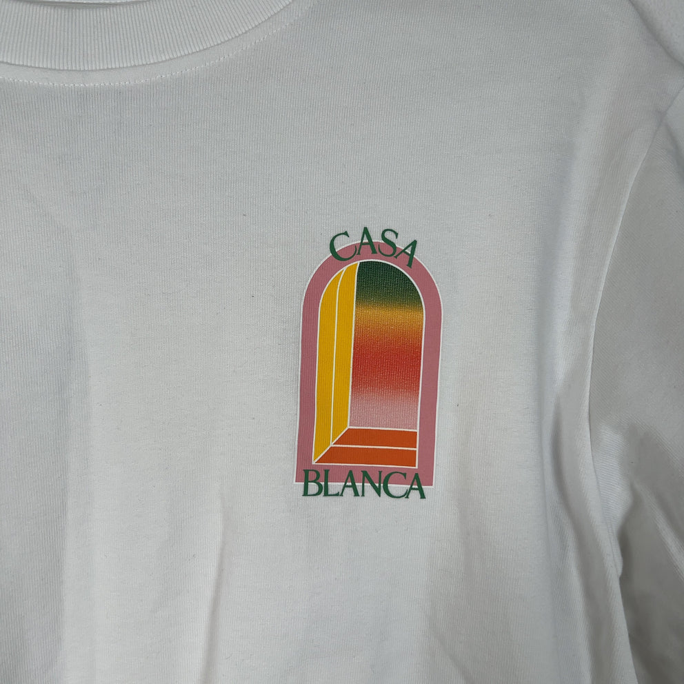 Casablanca Pink Outline Doorway Graphic White T-Shirt
