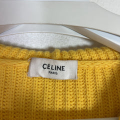 Celine Yellow Logo Ribbed-Wool Hoodie