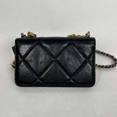 Chanel Black/Gold Quilted Lambskin 19 Wallet On Chain