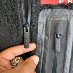 Prada Black Recycled Fleece Technical Jacket Size S