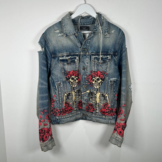 Amiri Rose Skeleton Denim Jacket Size M