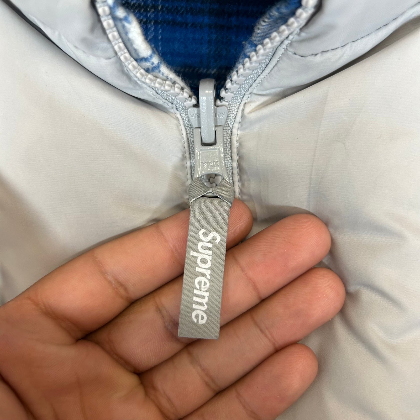 Supreme Blue/Grey Reversible Puffer Size L
