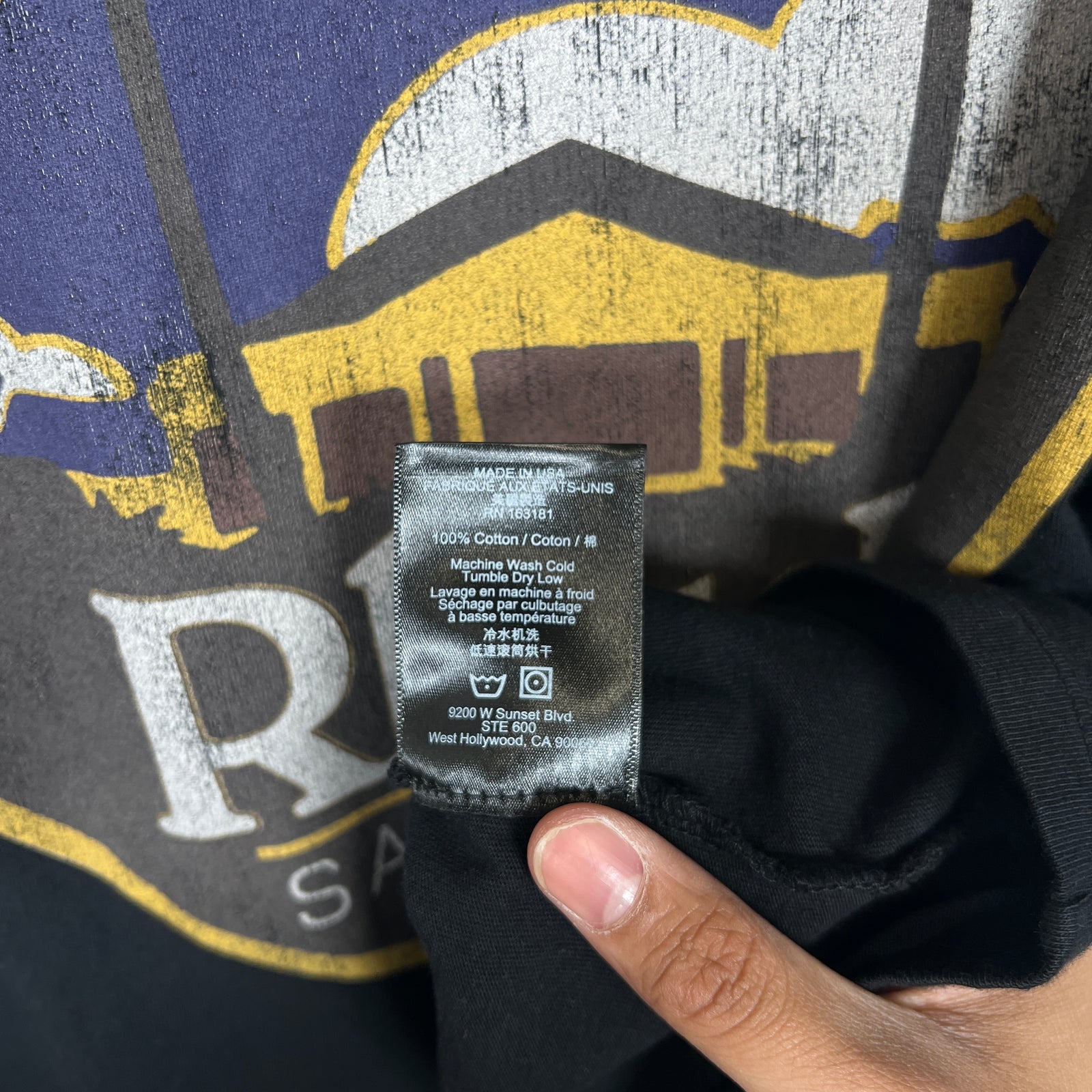Rhude Black Saint Malo Logo T-shirt Size M