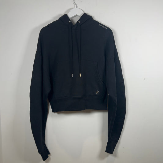 Mugler Metal Logo Cropped Hoodie