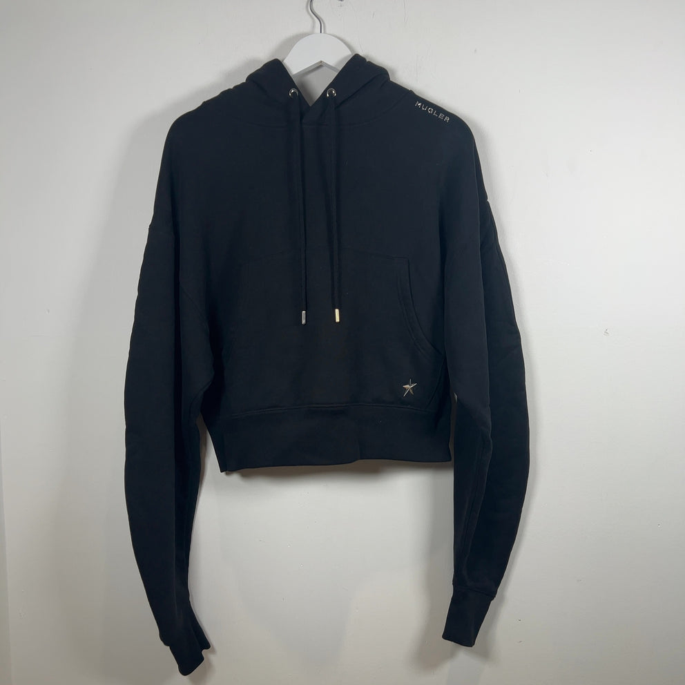 Mugler Metal Logo Cropped Hoodie