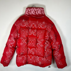 Givenchy Red Paisley Distressed Puffer Jacket Size 50