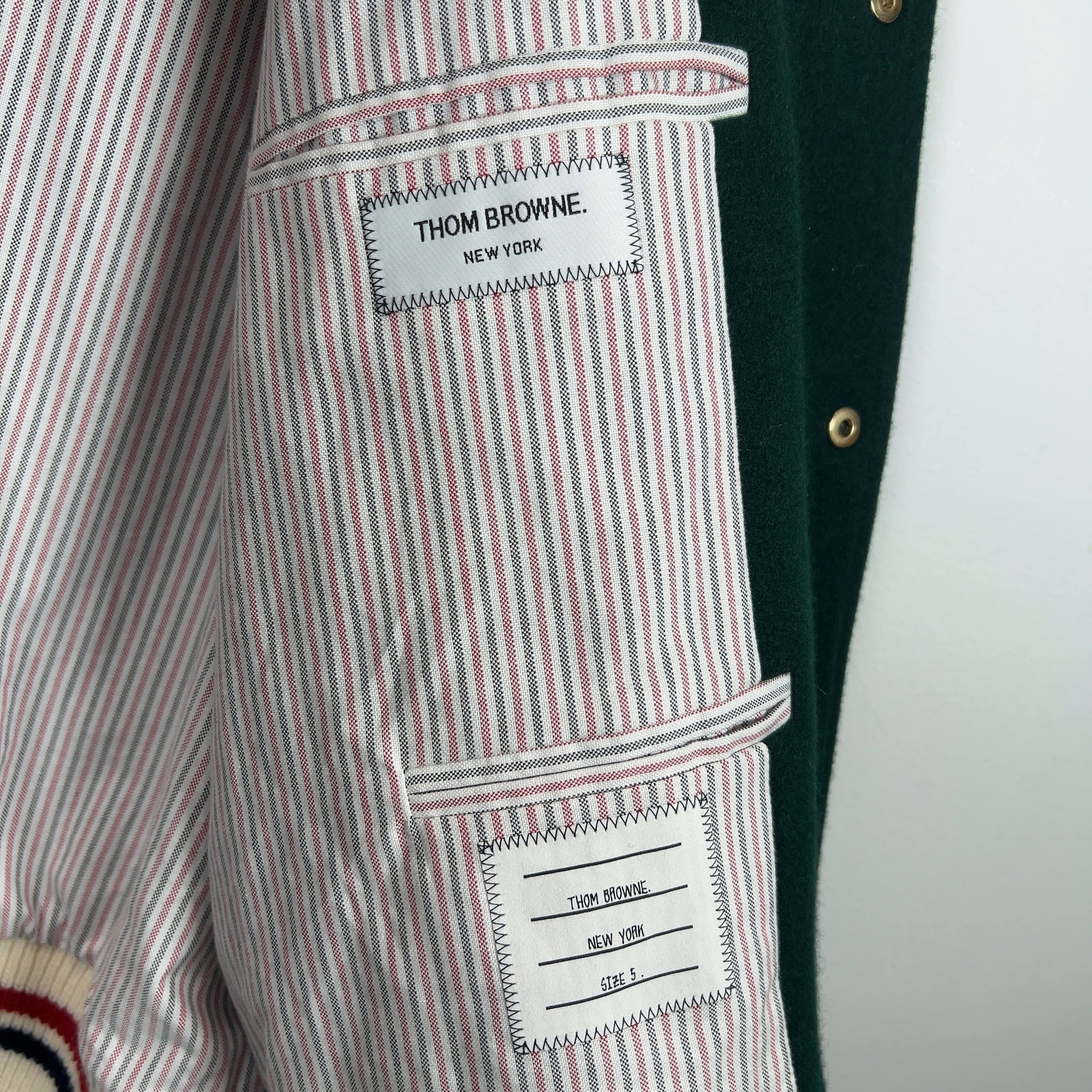 Thom Browne Color Block Wool Varsity Jacket
