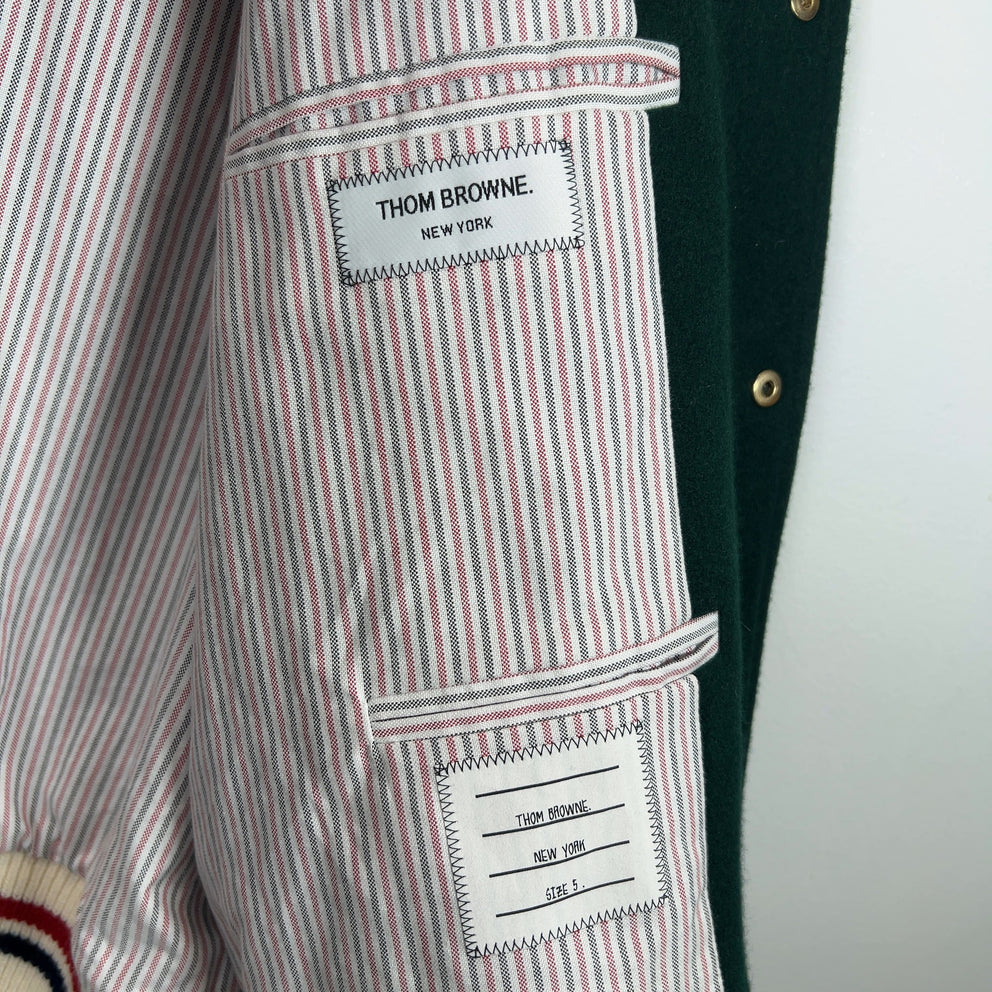 Thom Browne Color Block Wool Varsity Jacket