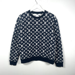 Louis Vuitton Blue Woven Monogram Crewneck