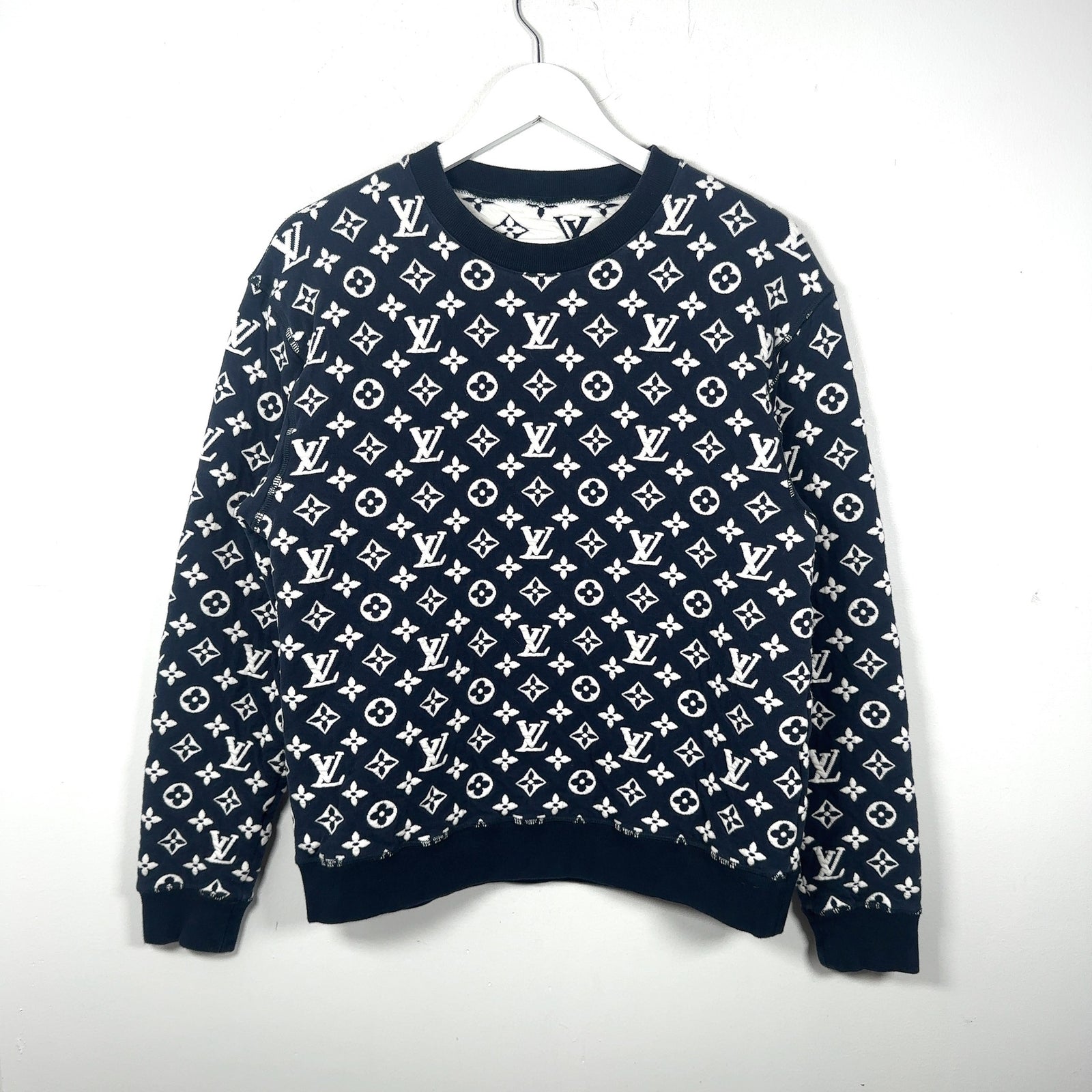 Louis Vuitton Blue Woven Monogram Crewneck
