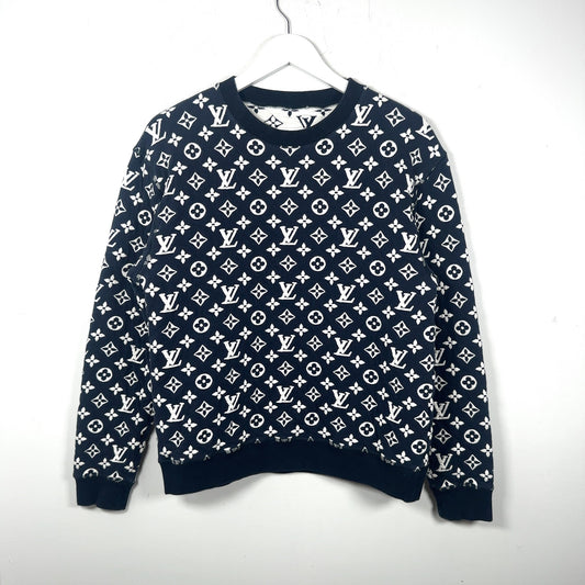 Louis Vuitton Blue Woven Monogram Crewneck