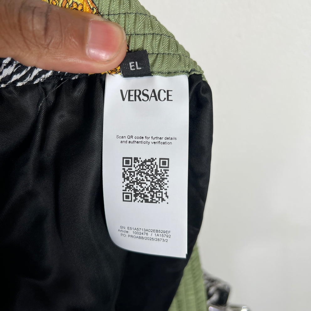 Versace Wild Cats Print Silk Twill Shorts