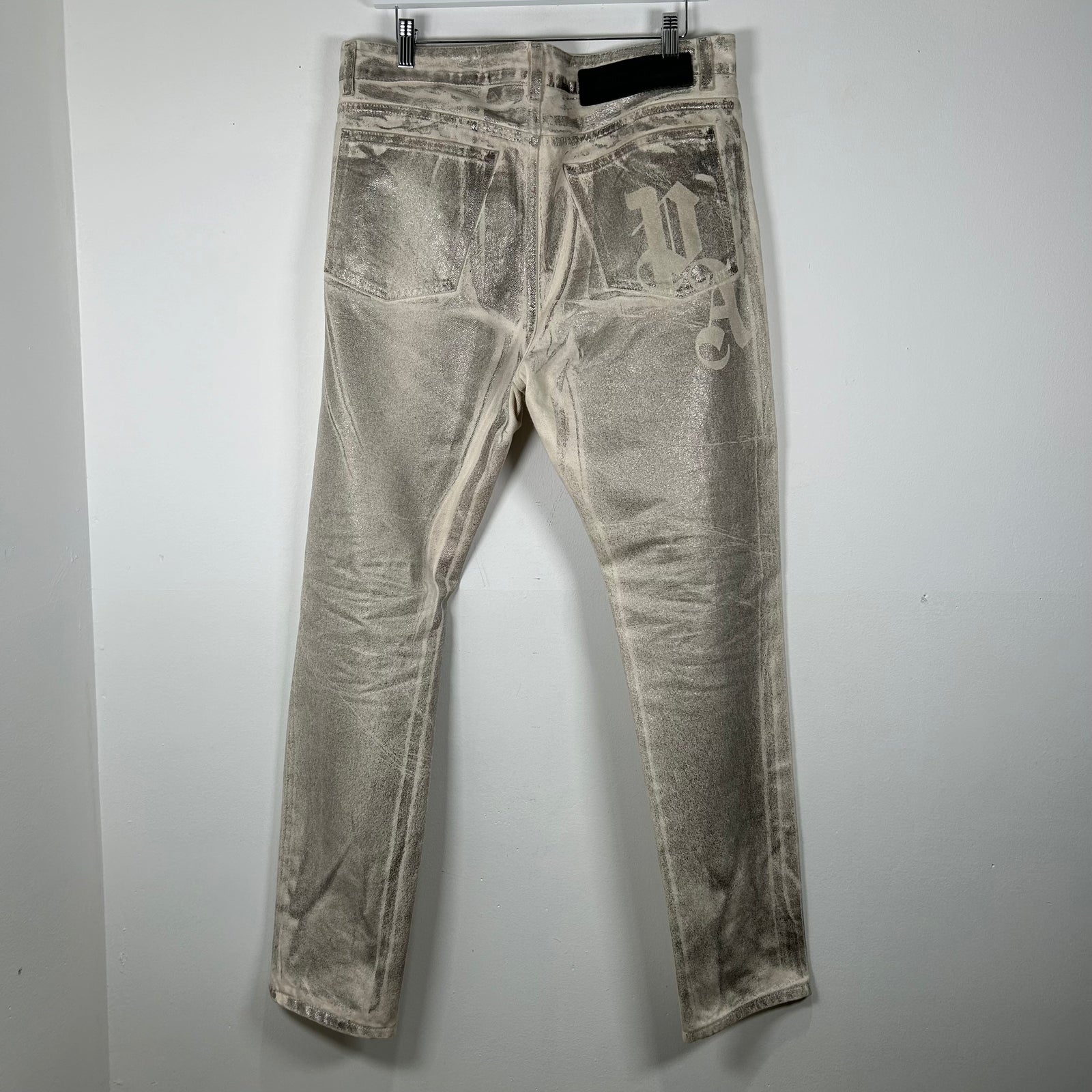 Palm Angels Waxed Metallic Jeans Size 32