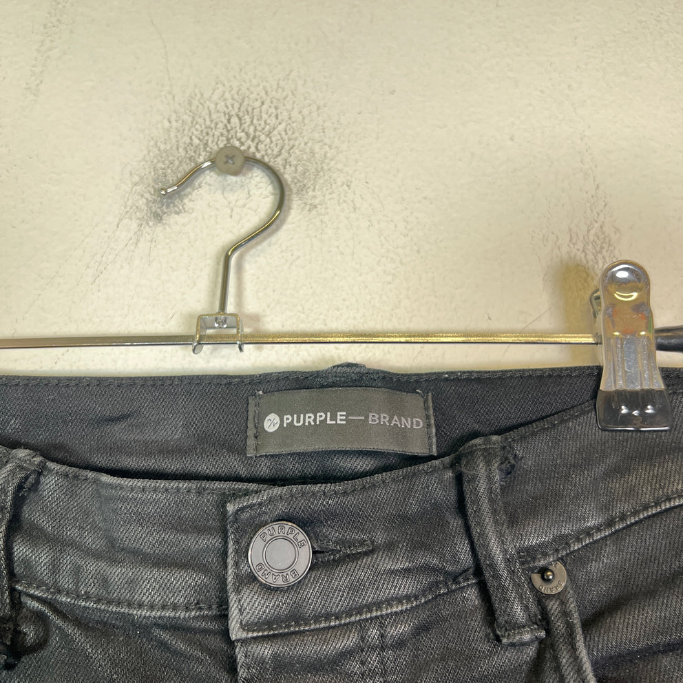 Purple Brand Black Waxed Distressed Jeans Size 34