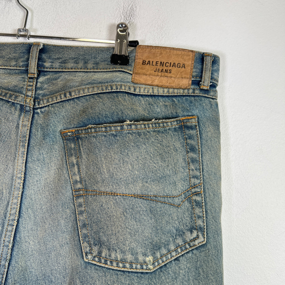 Balenciaga FW22 Lightwash Waxed Super Fitted Jeans