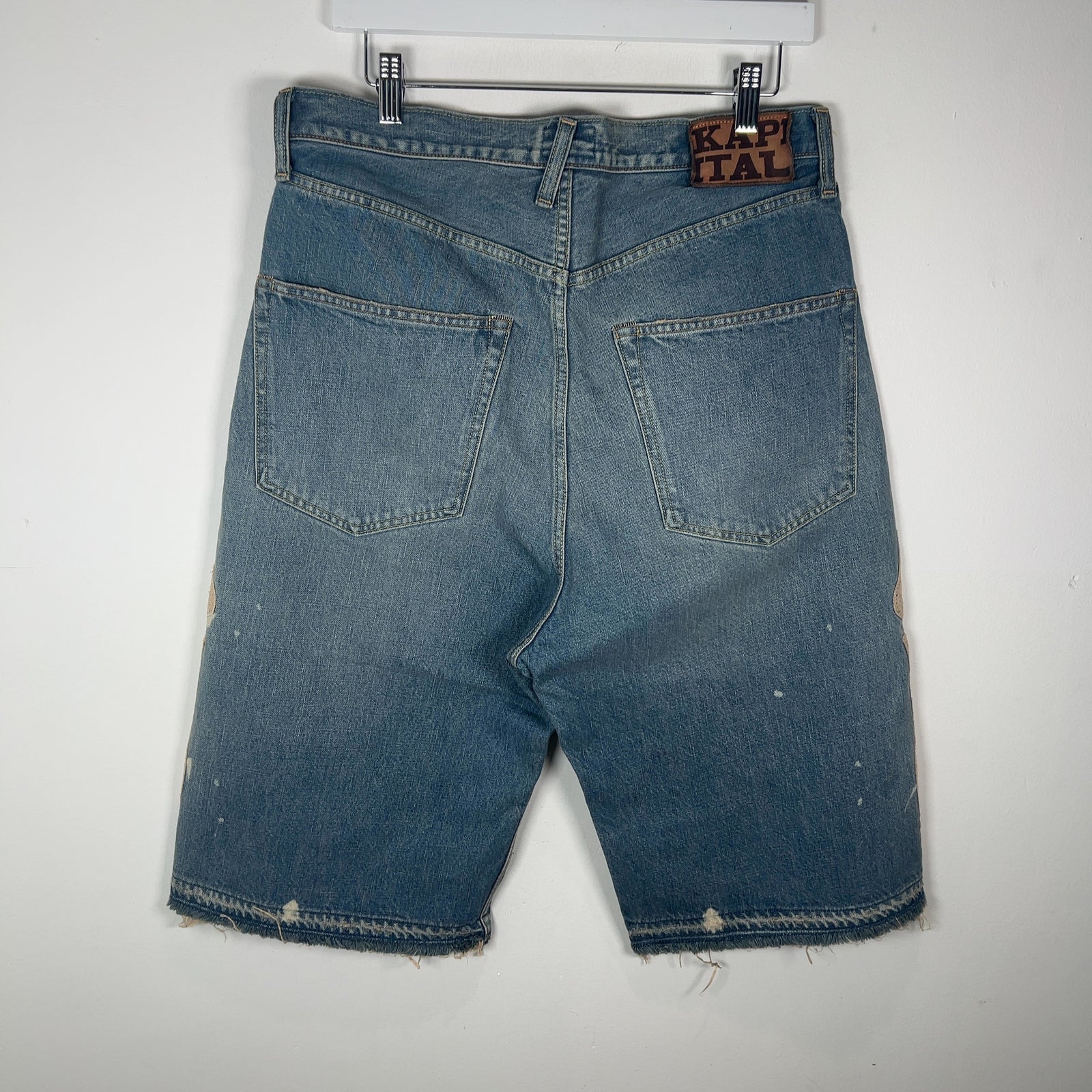 Kapital Lightwash Bone Denim Shorts Size 34