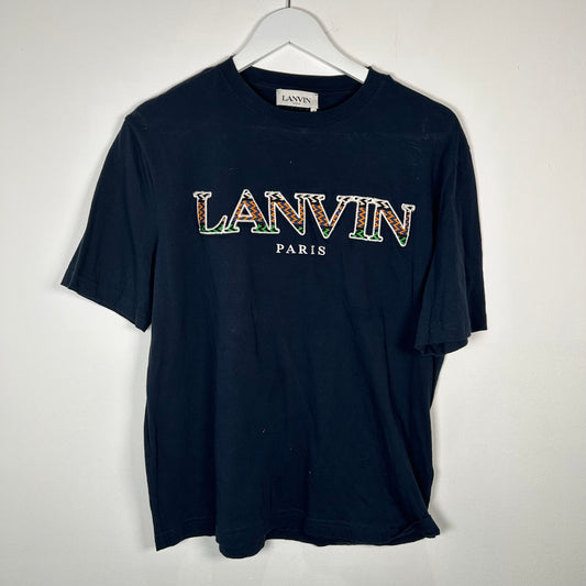 Lanvin Navy Curb Logo T-Shirt Size S