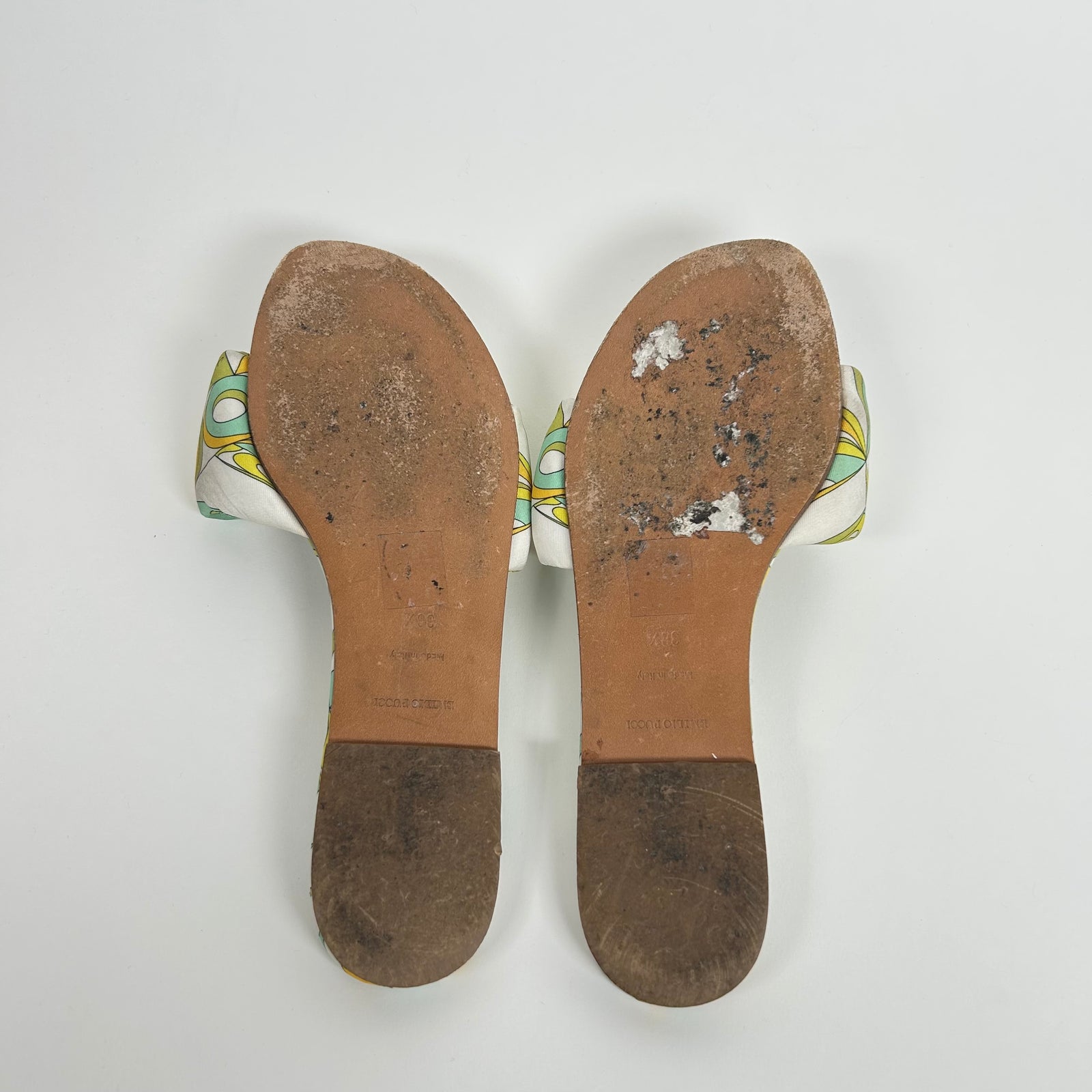 Emilio Pucci Green Bandierine Sandals Size 38.5