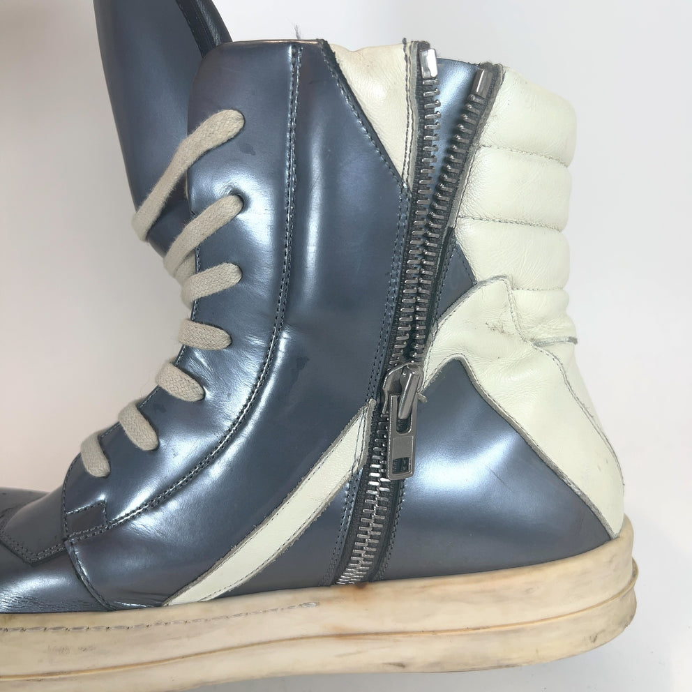 Rick Owens Metallic Geobasket Hightop Sneakers