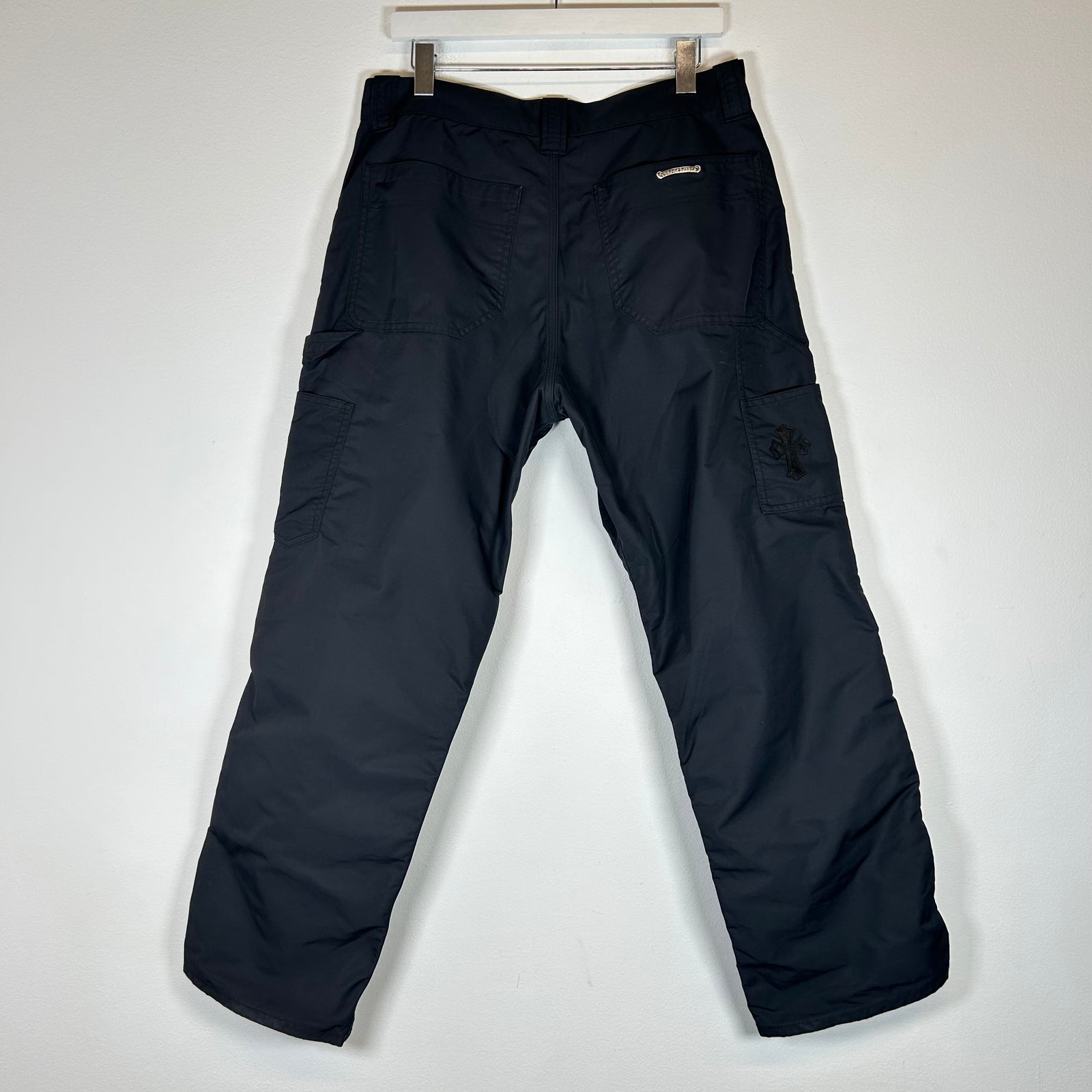 Chrome Hearts Black Nylon/Leather Double Knee Carpenter Pants Size 33