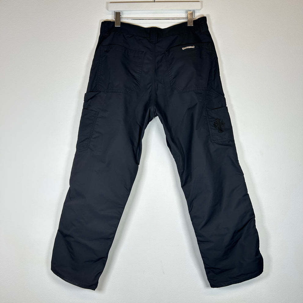 Chrome Hearts Black Nylon/Leather Double Knee Carpenter Pants Size 33