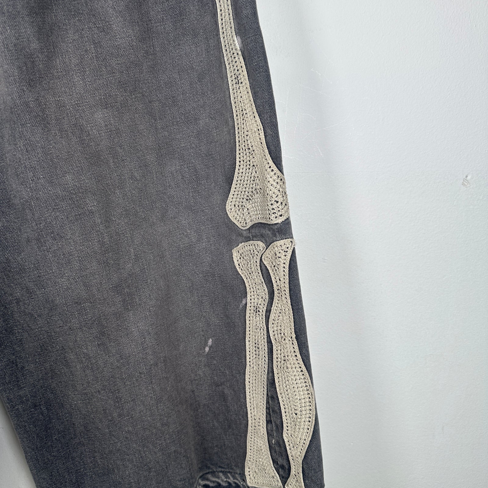 Kapital Washed Grey Bone Denim Shorts Size 32