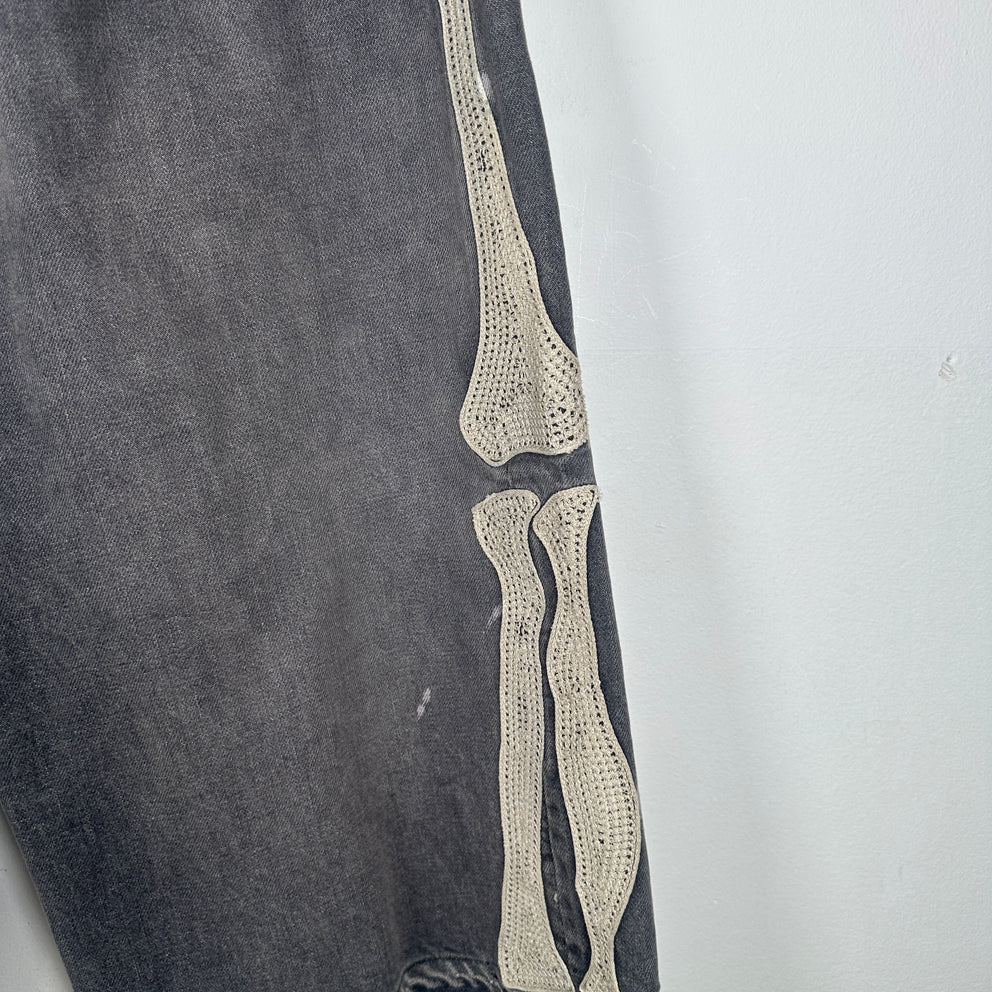Kapital Washed Grey Bone Denim Shorts Size 32