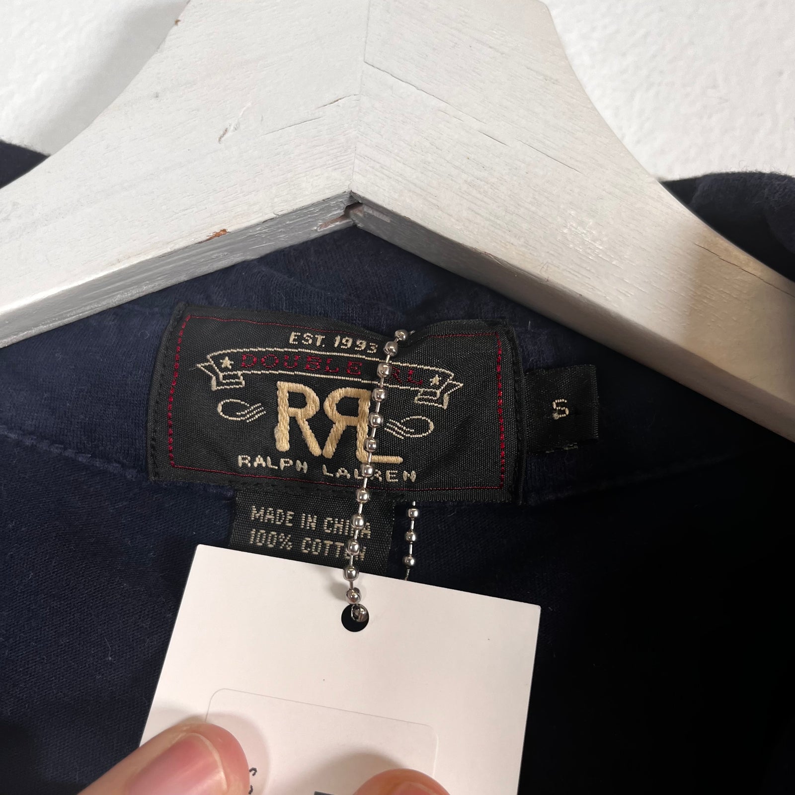 RRL Dark Navy 1/4 Polo Shirt Size S