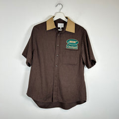 Rhude Brown Pinstripe Button-Up Shirt Size S