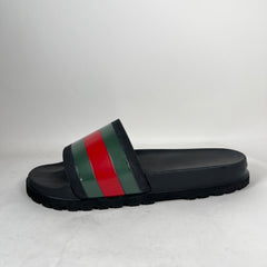 Gucci Black Web Rubber Sandals Size GG 12