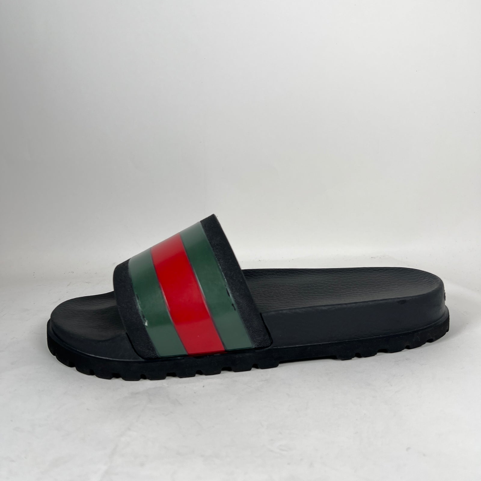 Gucci Black Web Rubber Sandals Size GG 12