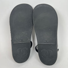 Chanel Black Rubber CC Dad Slingback Sandals Size 39