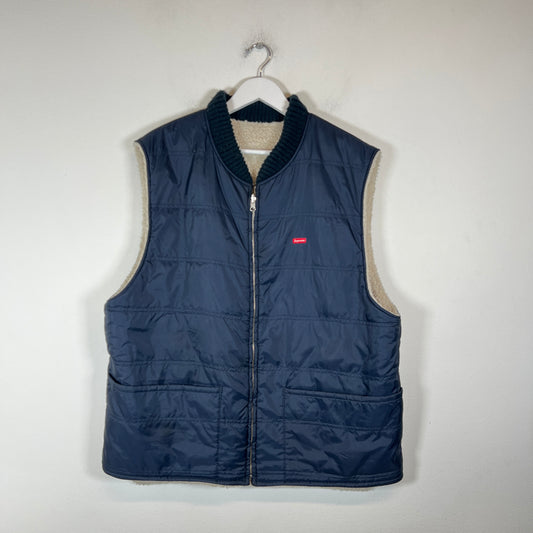 Supreme Navy Sherpa Reversible Vest Size XL