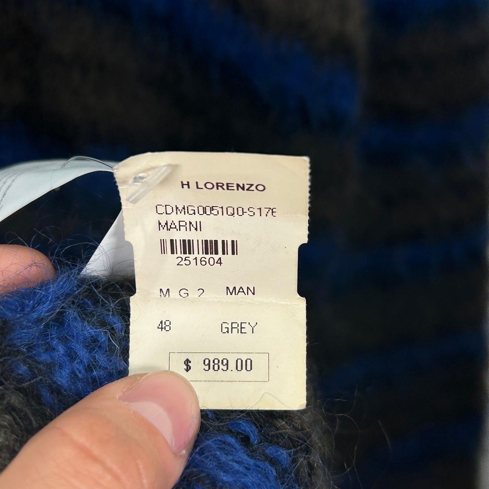 Marni Blue Grey Mohair Knit Cardigan Size L