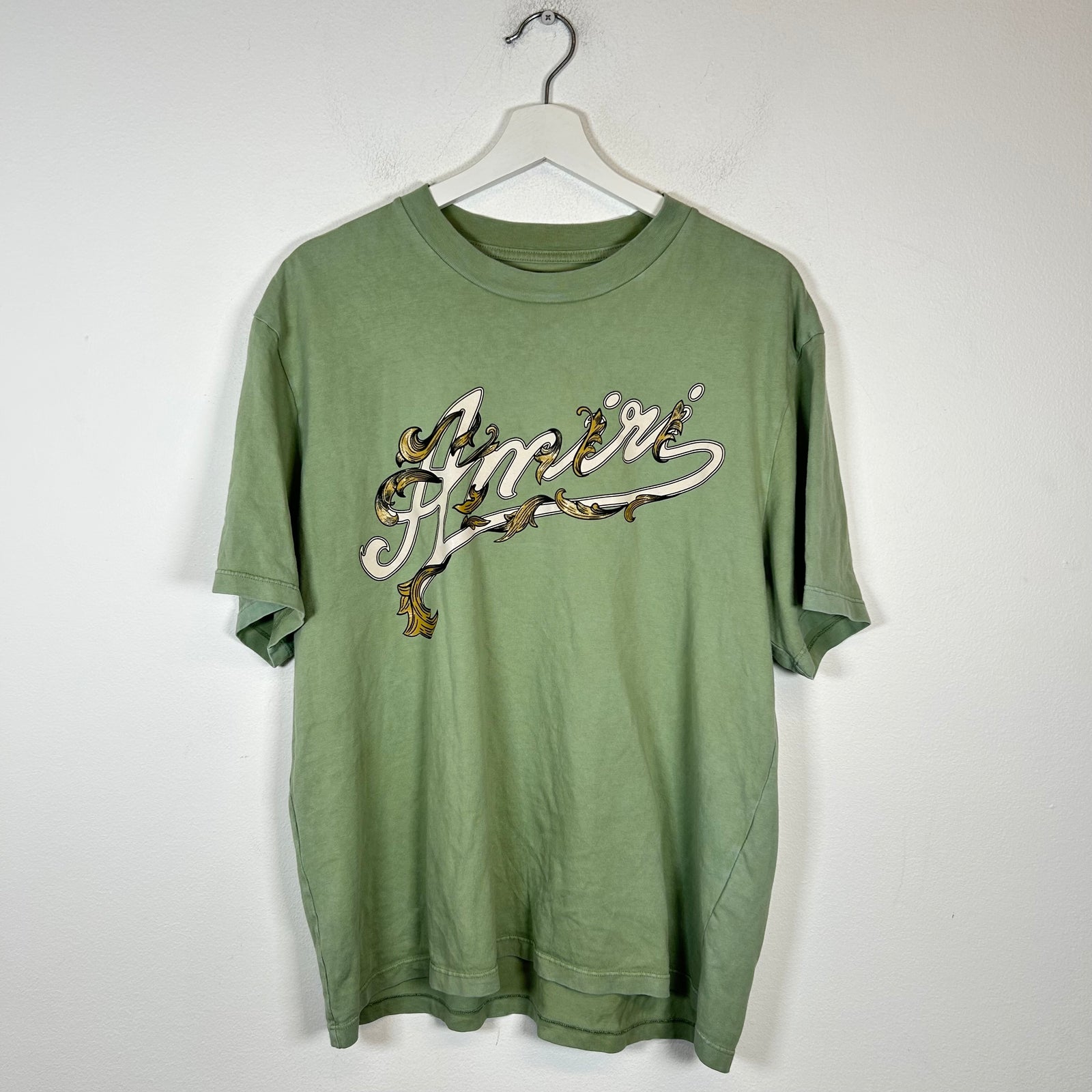 Amiri Green Filigree Logo T-Shirt Size M