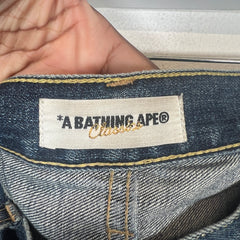 A Bathing Ape Back Logo Embroidered Jeans Size L
