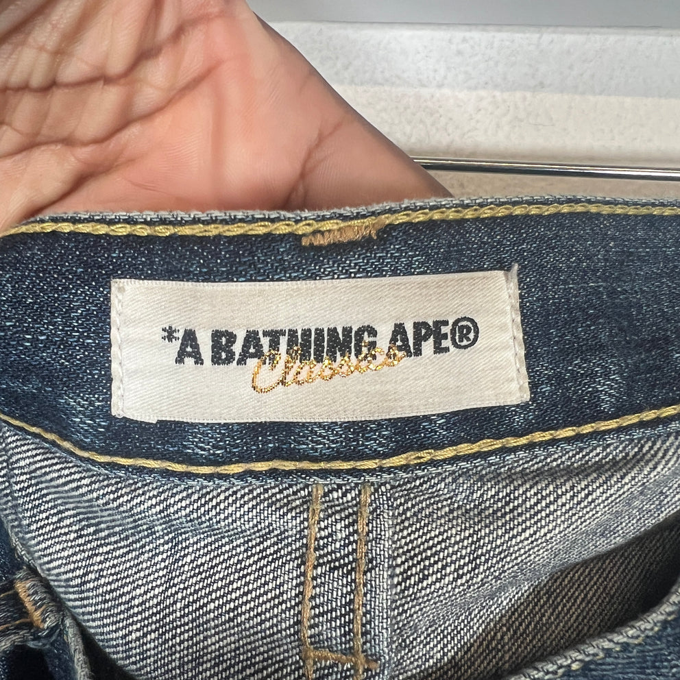 A Bathing Ape Back Logo Embroidered Jeans Size L