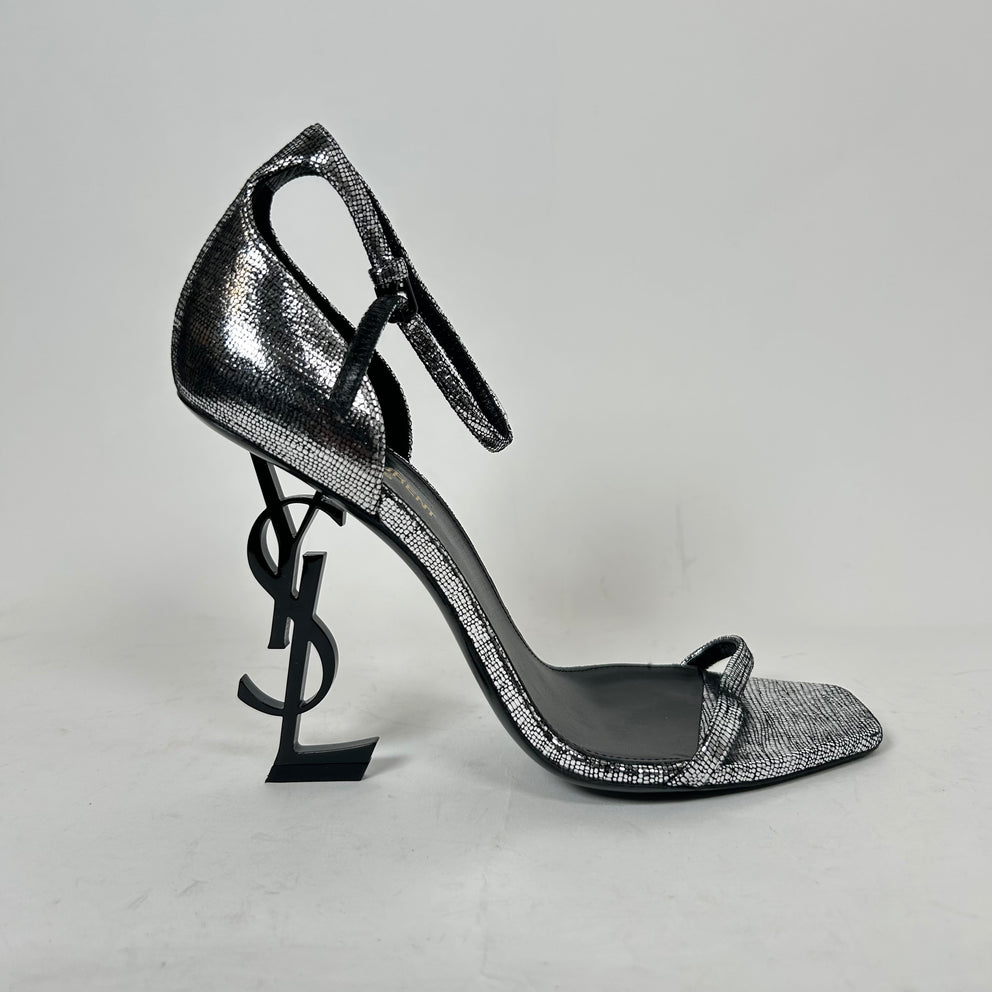 Saint Laurent Metallic Silver Sequin Opyum 110 Heels Size 39