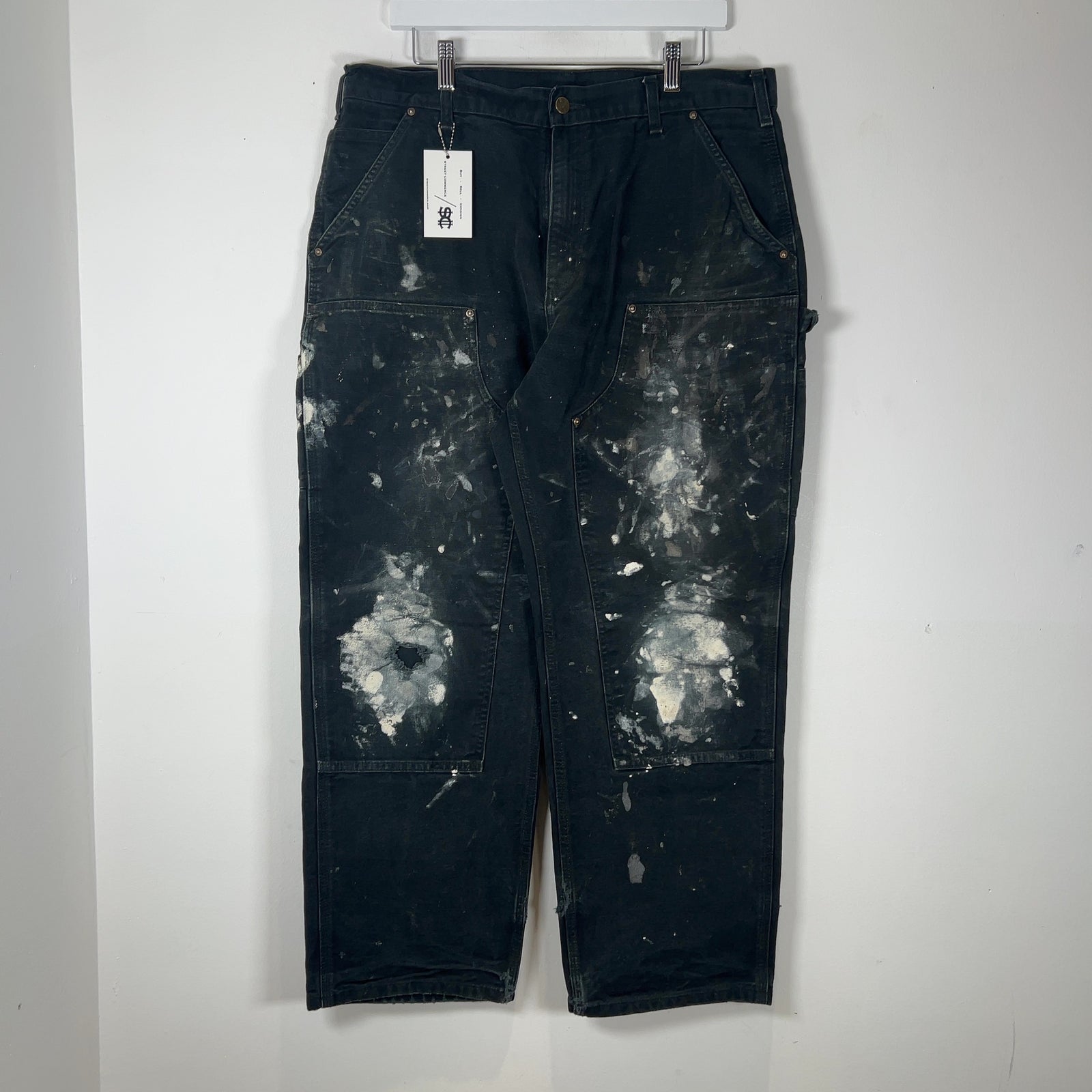 Carhartt White Paint Splatter Black 'Double Knee' Carpenter Pants