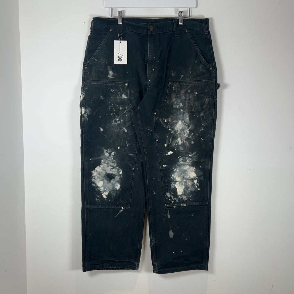 Carhartt White Paint Splatter Black 'Double Knee' Carpenter Pants