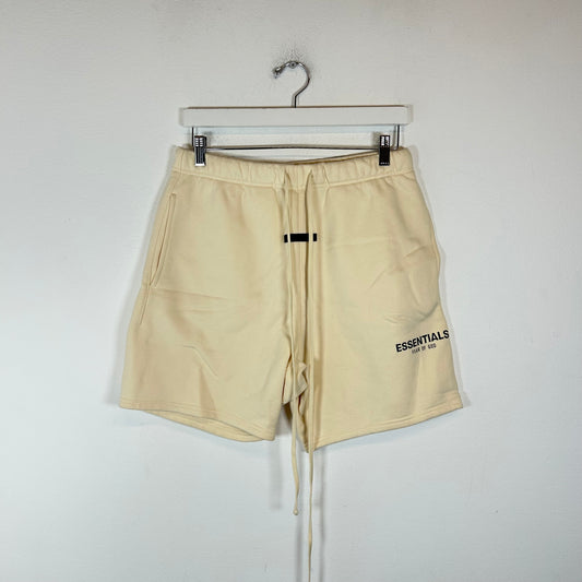 Essentials Cream Logo Sweat Shorts Size S