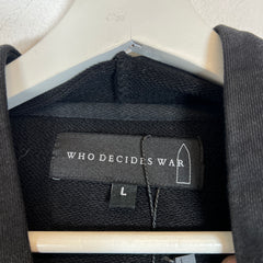Who Decides War Black Flame Glass Rhinestone Hoodie Size L