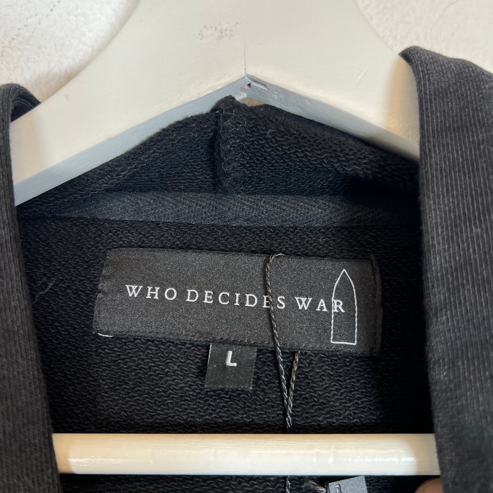 Who Decides War Black Flame Glass Rhinestone Hoodie Size L