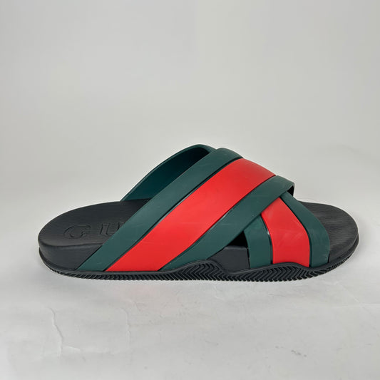 Gucci Black Web Rubber Sandals Size GG 8