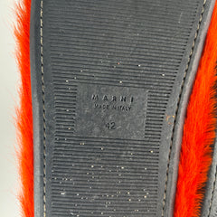 Marni Orange Fuzzy Slip On Slides Size 9