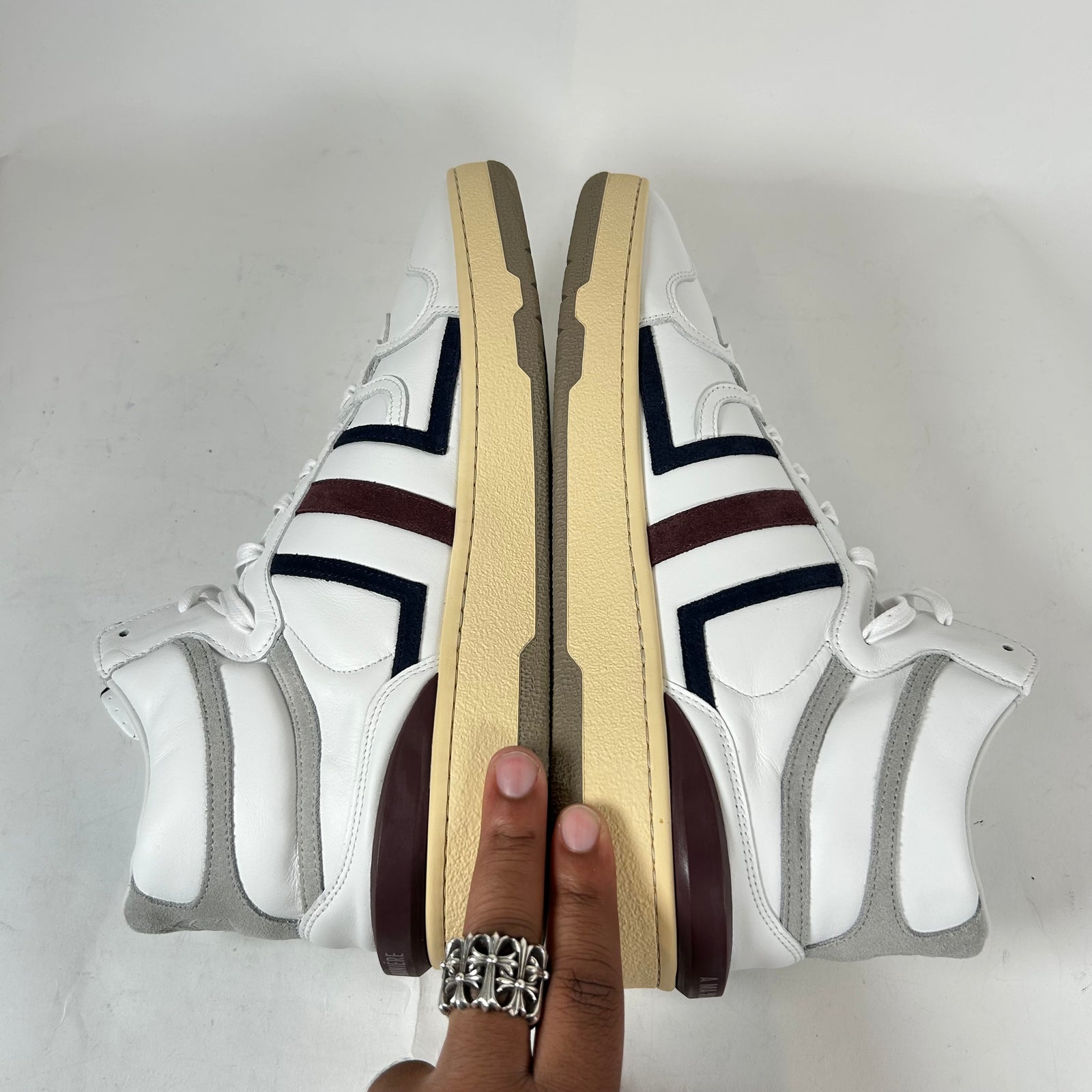 Lanvin x A Ma Maniere White/Maroon Clay High-Top Sneaker Size 44