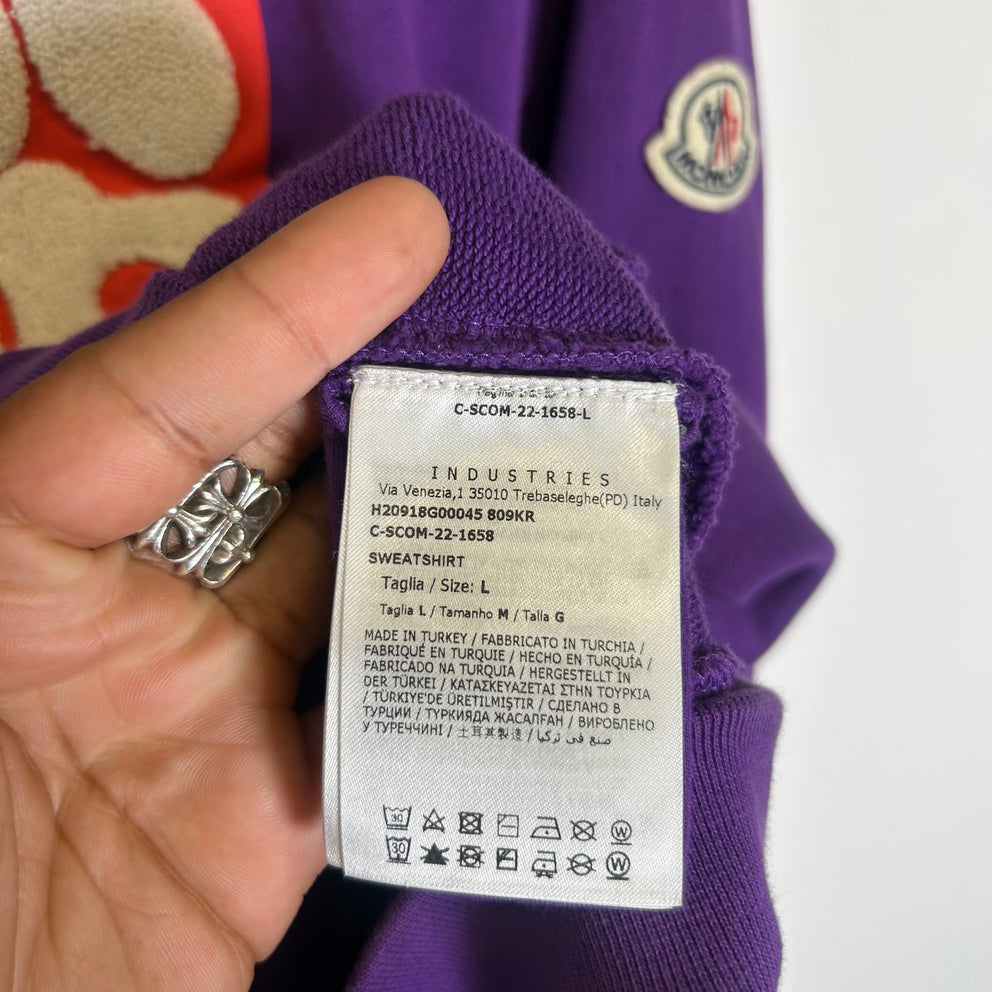 Moncer Purple Applique Patch Logo Crewneck