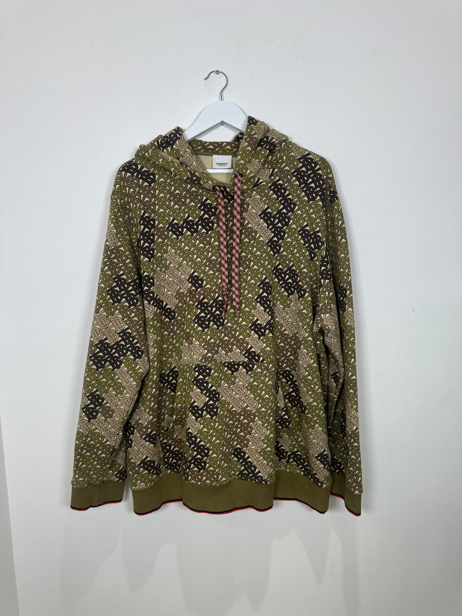 Burberry Green Camo 'TB' Monogram Hoodie Size XXL
